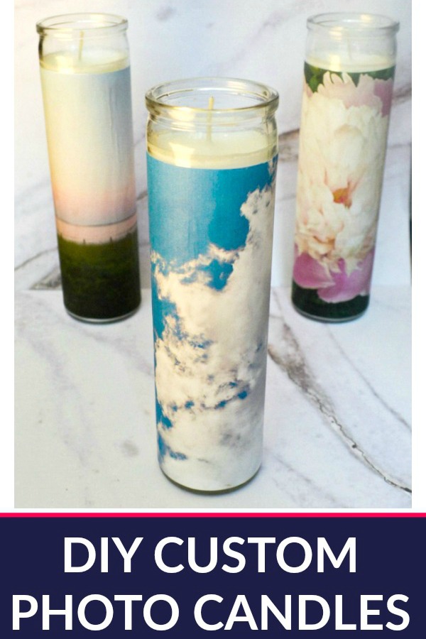 This Simple Craft will instantly update those boring Dollar Store Candles! - DIY Custom Photo Candles