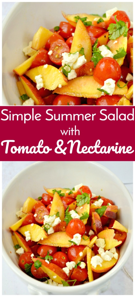 Looking for a show stopper dish to bring to your next bbq? This simple summer salad with tomato and nectarine will wow guests!